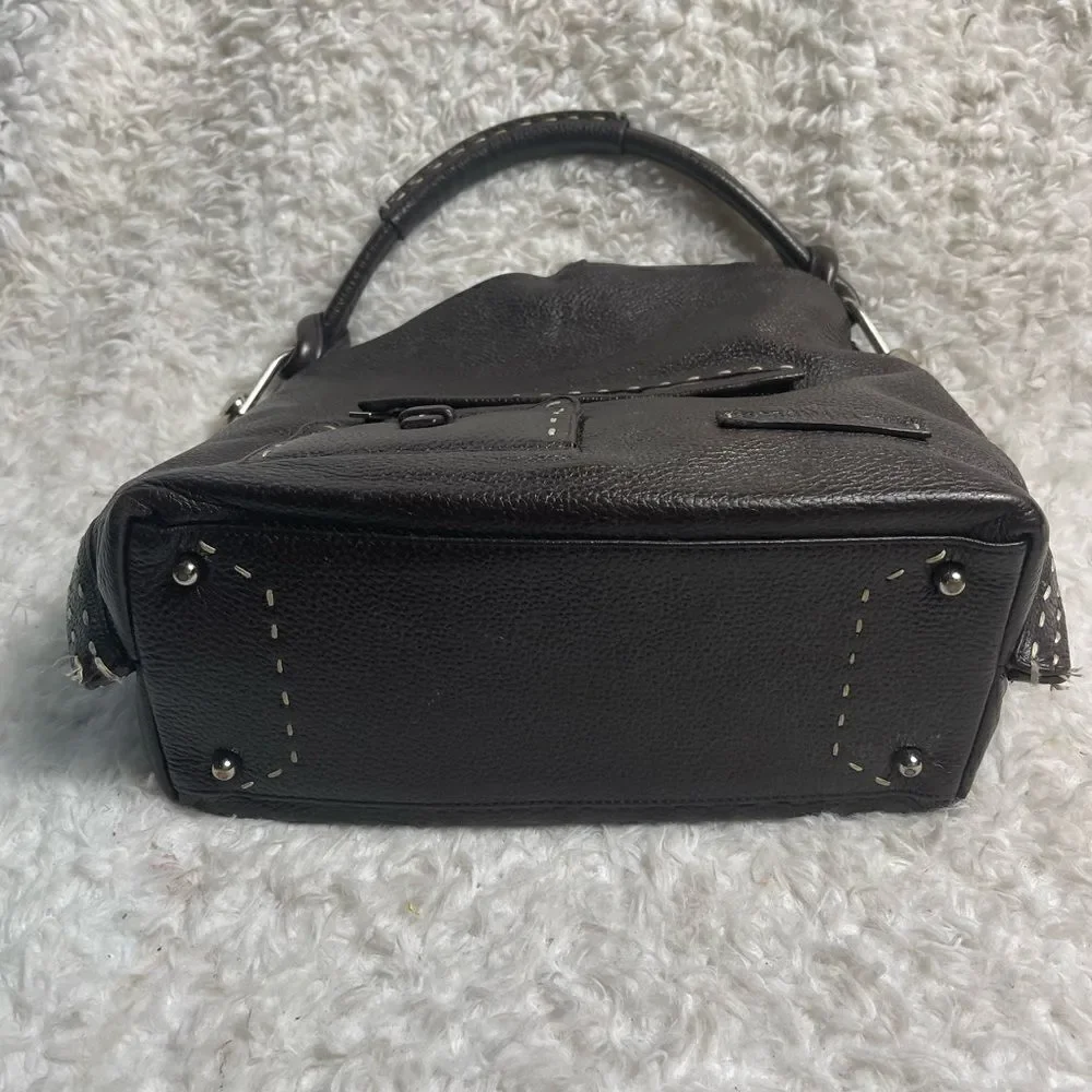 BCBGMAXAZRIA Hobo Leather dark Brown Bag Stitching accent,silver tone hardwares